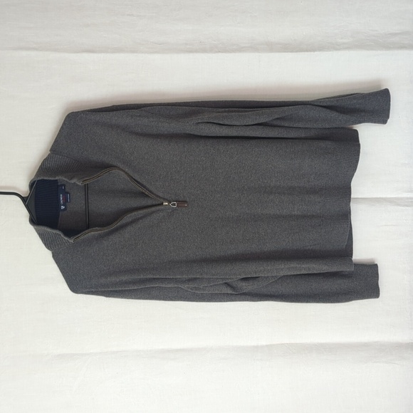 Cremieux Classics Grey Cashmere Blend Quarter Zip Sweater Size Large - Picture 1 of 5